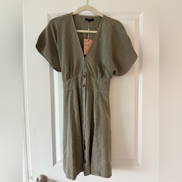 Quince Vintage Wash Tencel Button Front Dress Sage Green - Picture 5 of 10